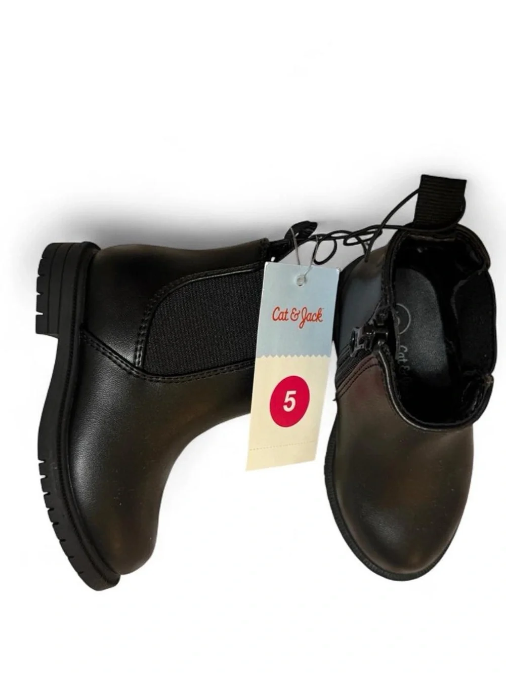 Cat & Jack Toddler NWT Chelsea Ankle Boots Size 5 Black Lug Sole Preppy